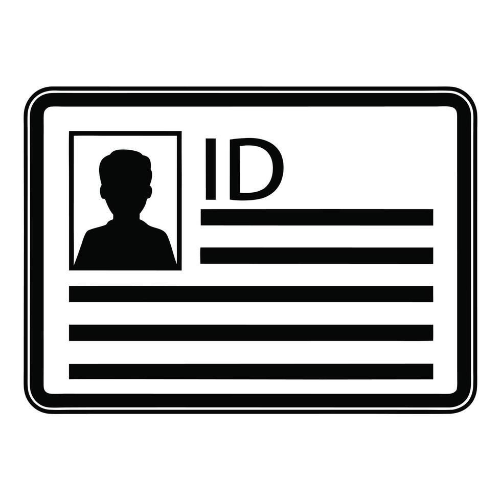 Professional ID Badge Silhouette Simple Minimalist Identification Icon vector