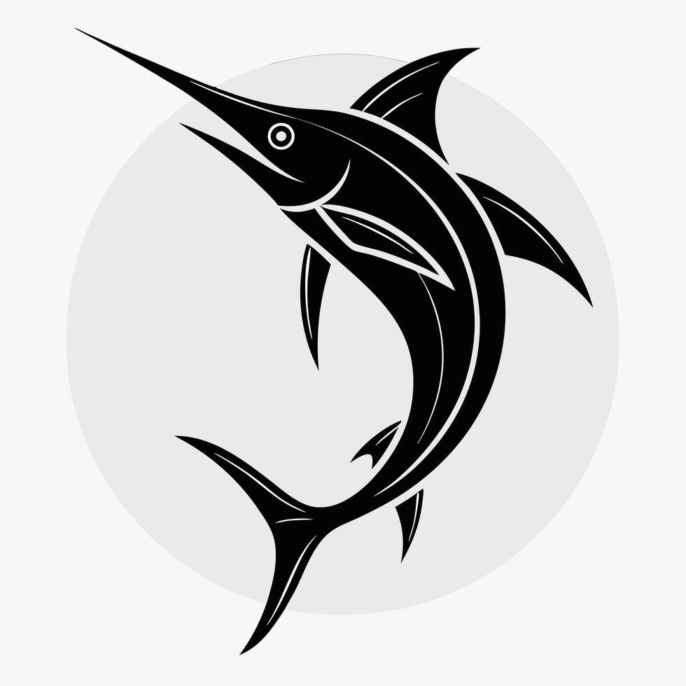 Minimalist Marlin Fish Silhouette Dynamic Ocean Art for Nautical Creations vector