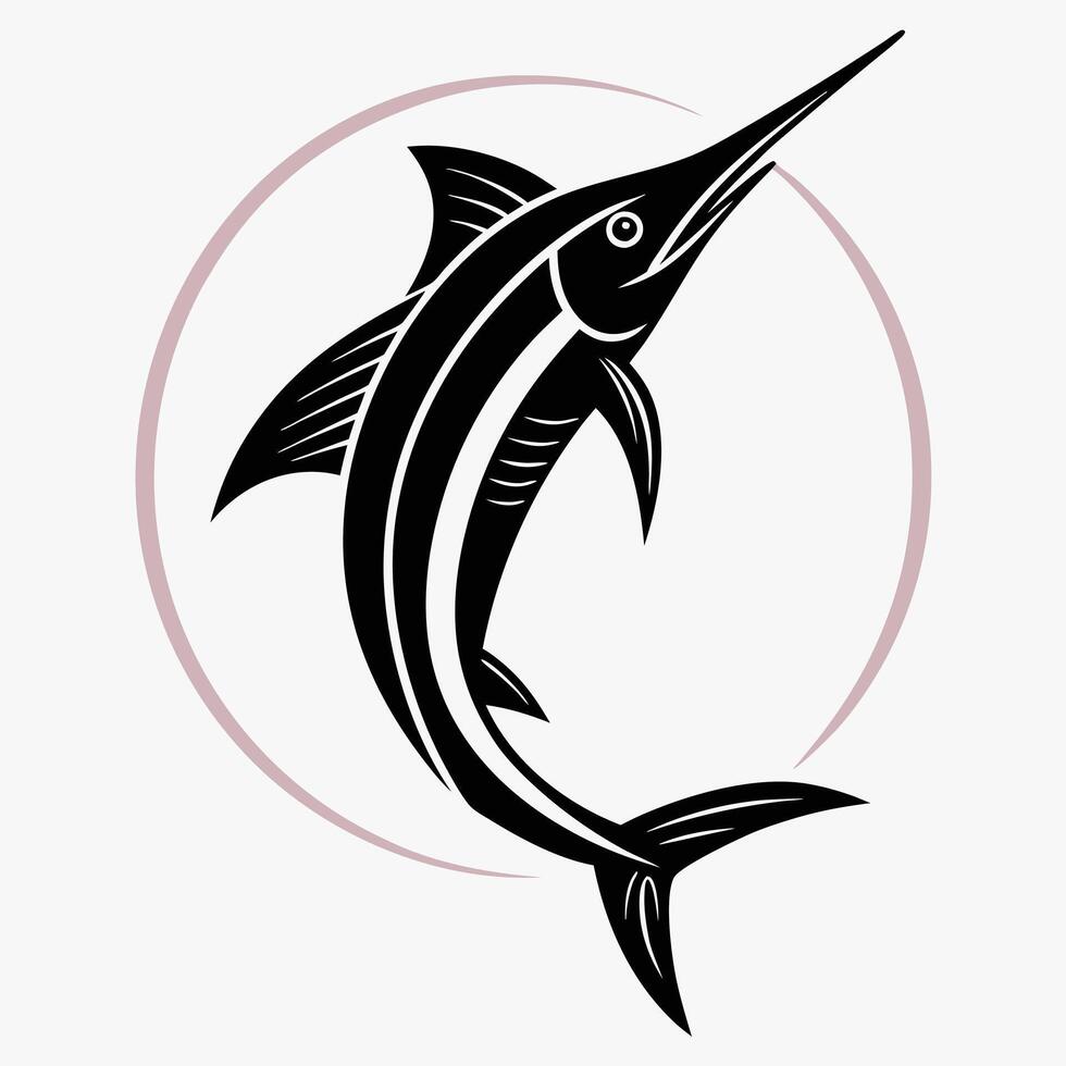 Minimalist Marlin Silhouette Fluid Oceanic Design for Marine Projects vector