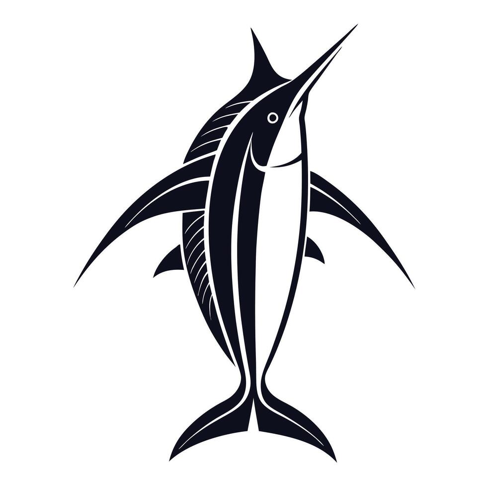 Marlin Fish Silhouette Dynamic Minimalist Design for Nautical Art vector