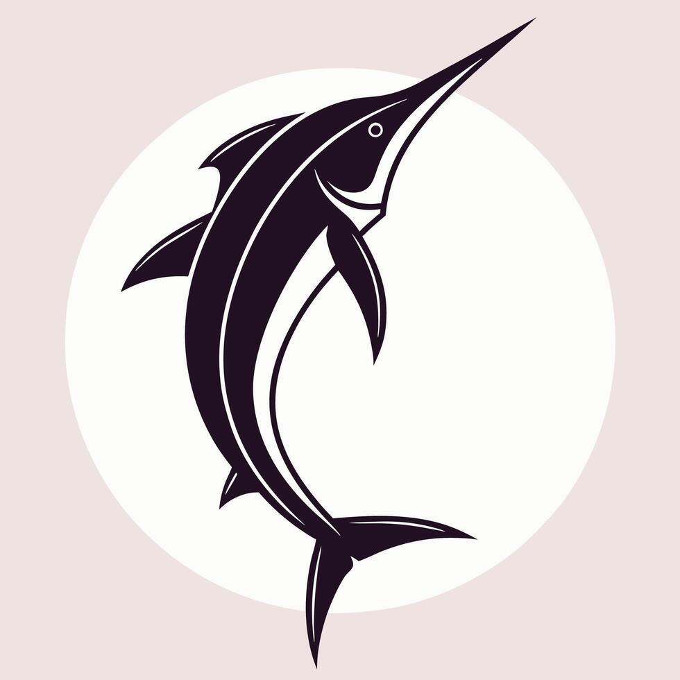 Sleek Marlin Silhouette Minimalist Oceanic Design for Marine Branding vector