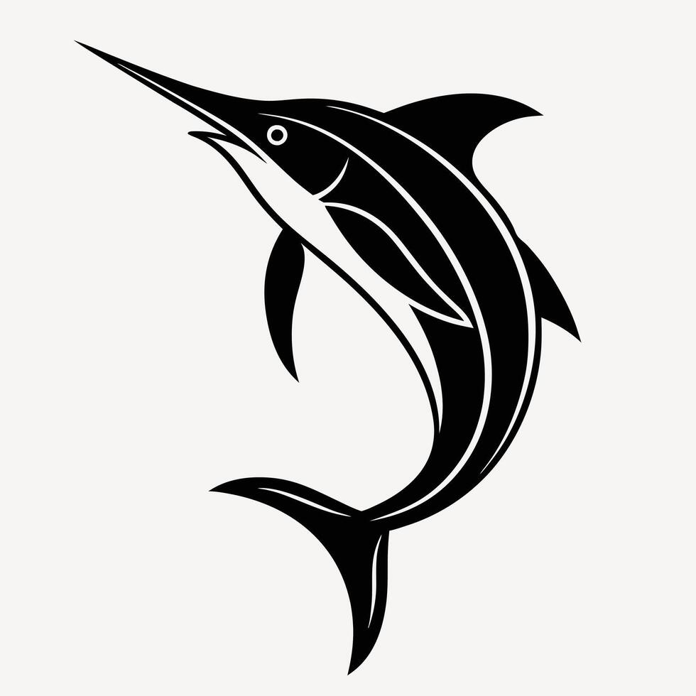 Oceanic Marlin Silhouette Clean Minimalist Design for Coastal Art vector