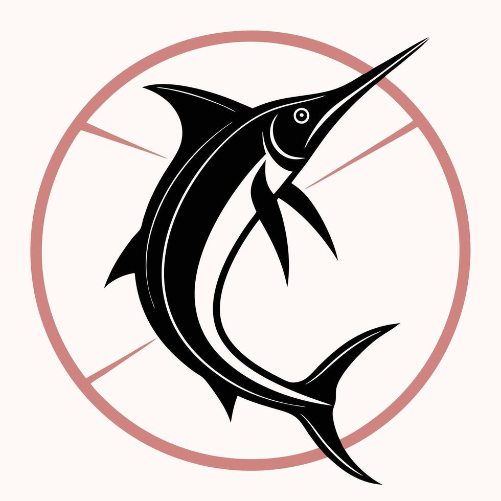 Minimalist Marlin Silhouette Dynamic Oceanic Design for Marine Themes vector