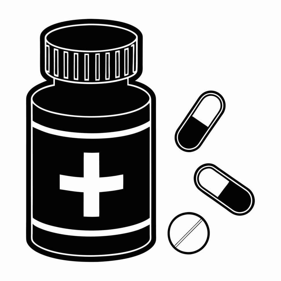Streamlined Medicine Container Silhouette for Digital Health vector