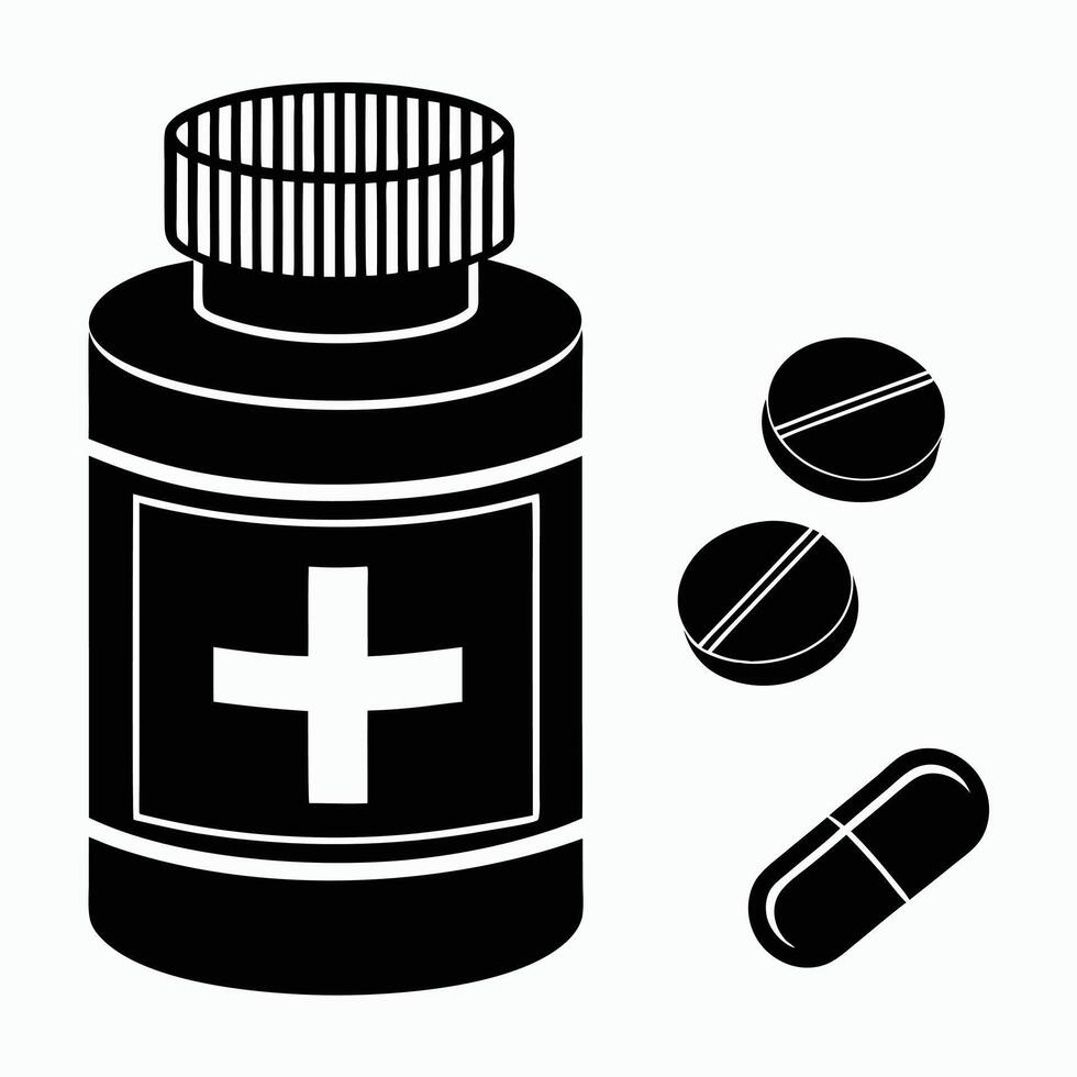 Clean and Modern Pill Bottle Healthcare Icon vector