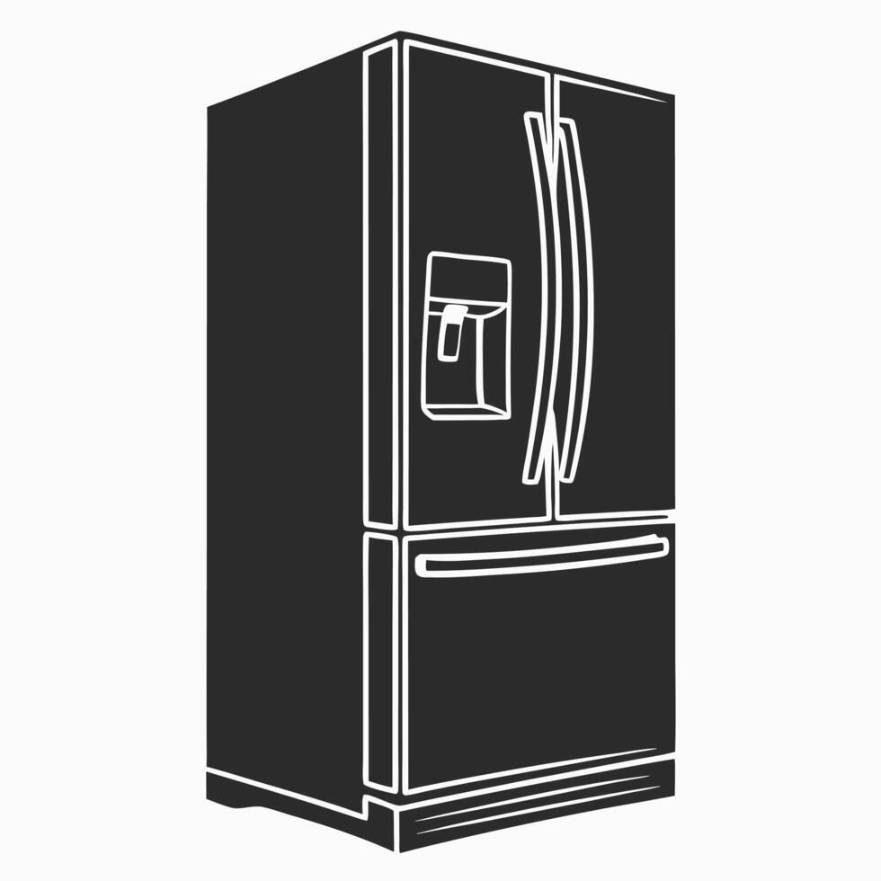 Bold Refrigerator Icon Minimalist Kitchen Equipment Silhouette vector