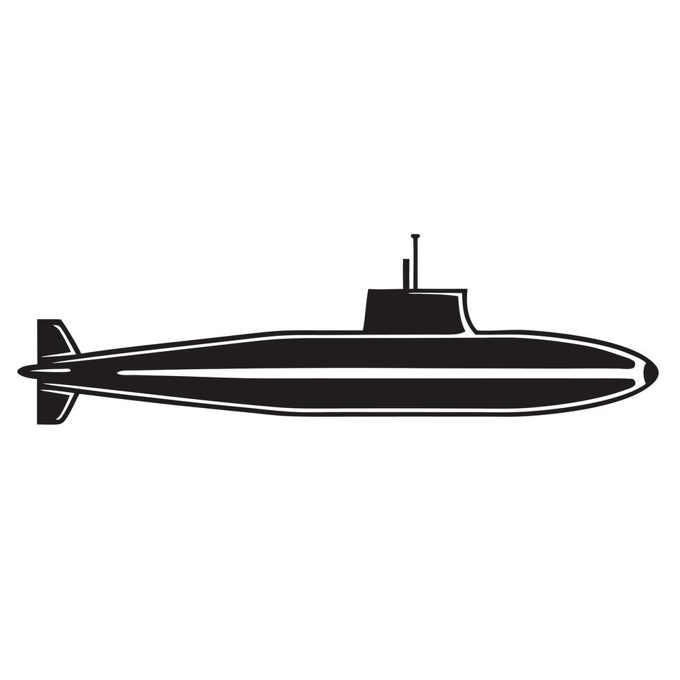 Minimalist Submarine Silhouette Sleek Underwater Vessel Design vector