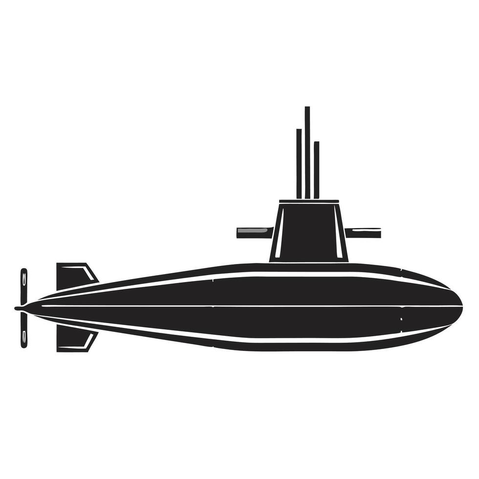 Sleek Submarine Outline Minimal Marine Technology Design vector