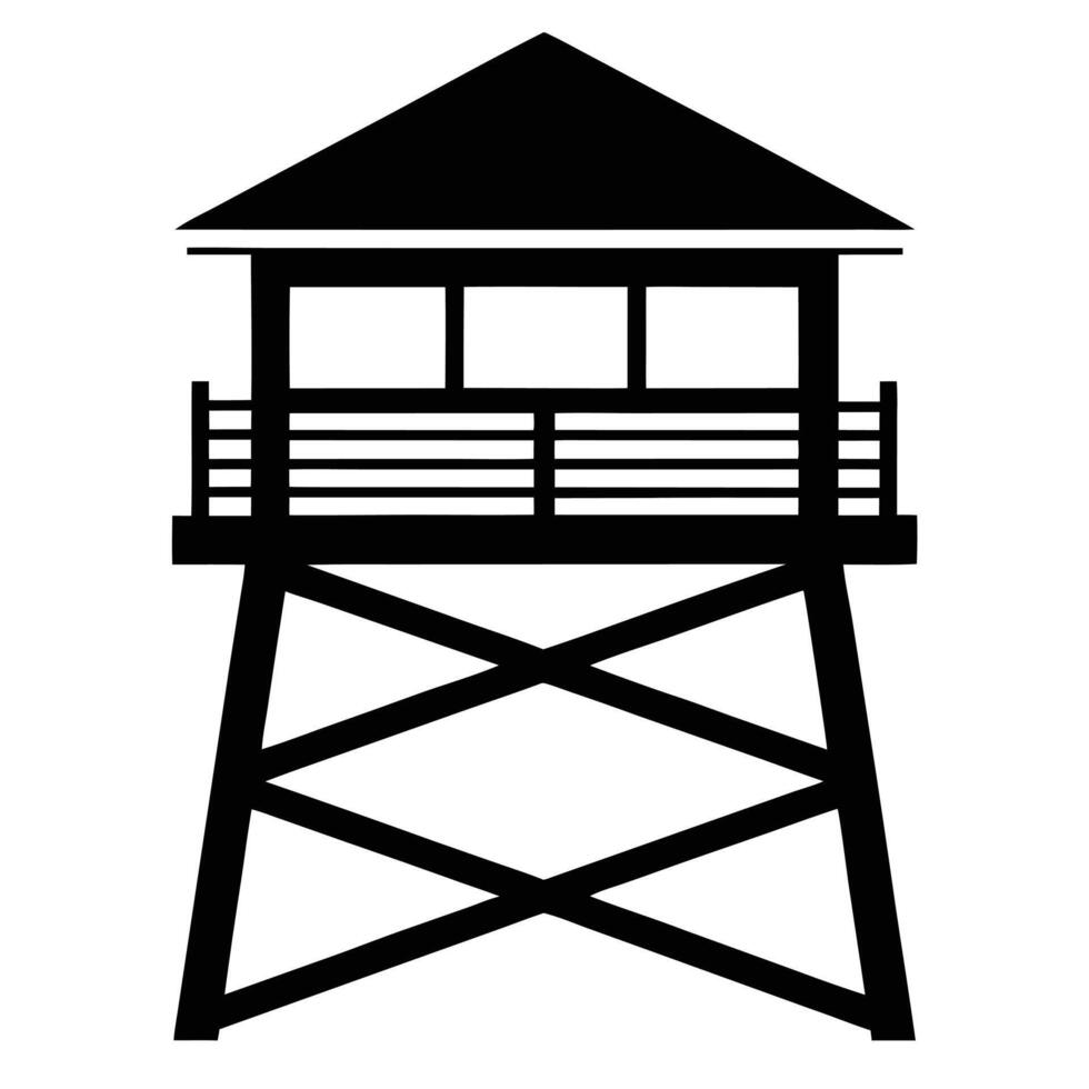 Sleek and Solid Watchtower Silhouette for Security Projects vector