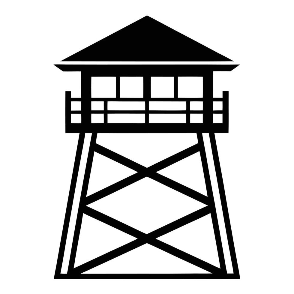 Minimal Watchtower Structure Silhouette for Graphic Use vector