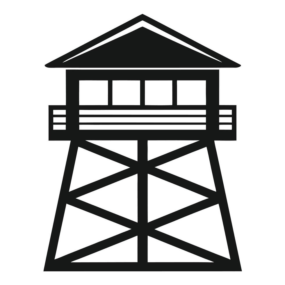 Modern Watchtower Icon in Flat Black Silhouette Design vector