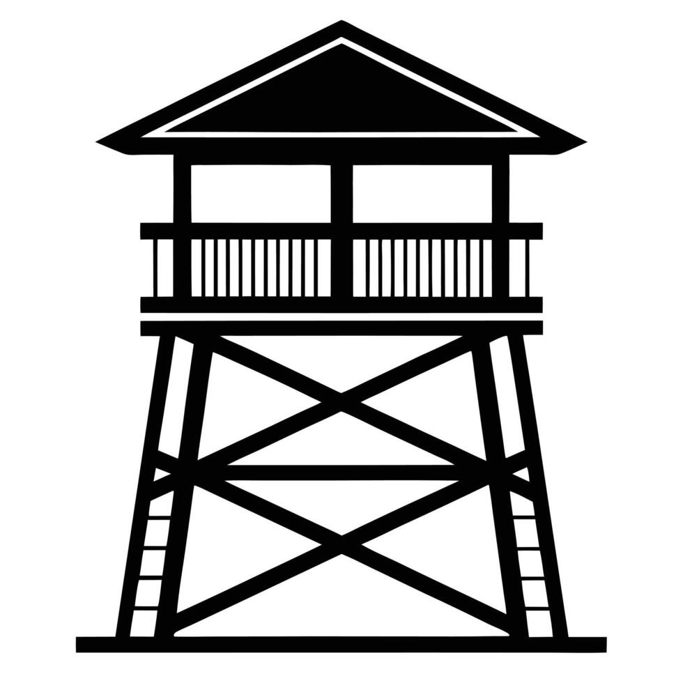 Strong Watchtower Silhouette in Clean Black Minimalist Style vector