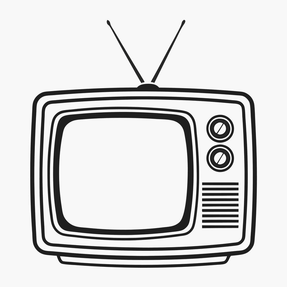 Nostalgic Television Silhouette in Flat Black vector