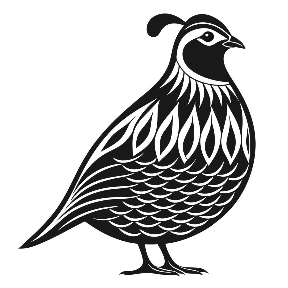 Elegant Quail Silhouette for Wildlife and Nature Illustrations vector