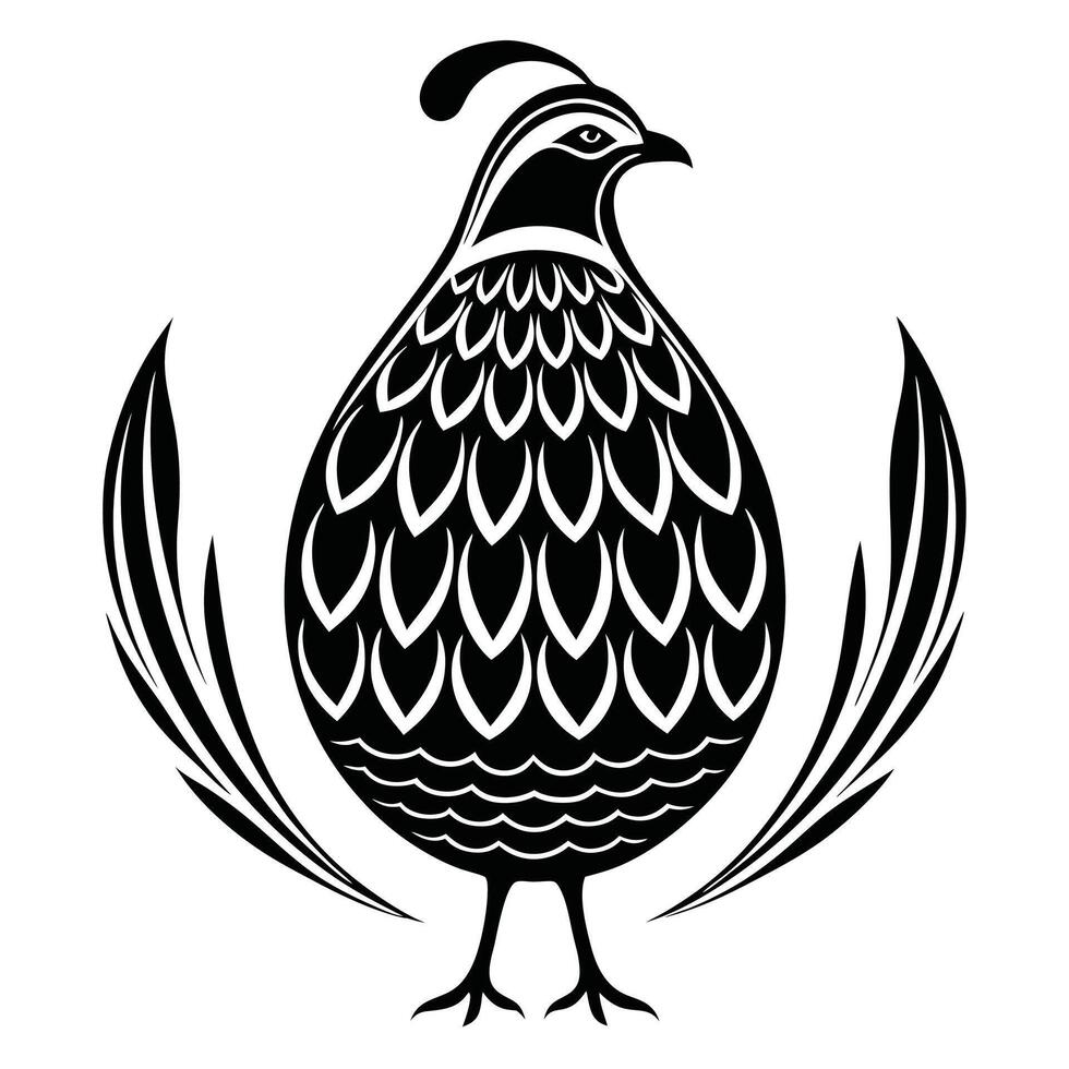 Simple and Elegant Quail Bird Silhouette Nature Icon vector