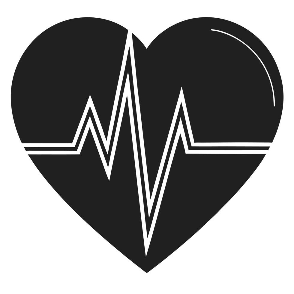 Vital Signs Silhouette Icon Featuring ECG Line and Heart vector