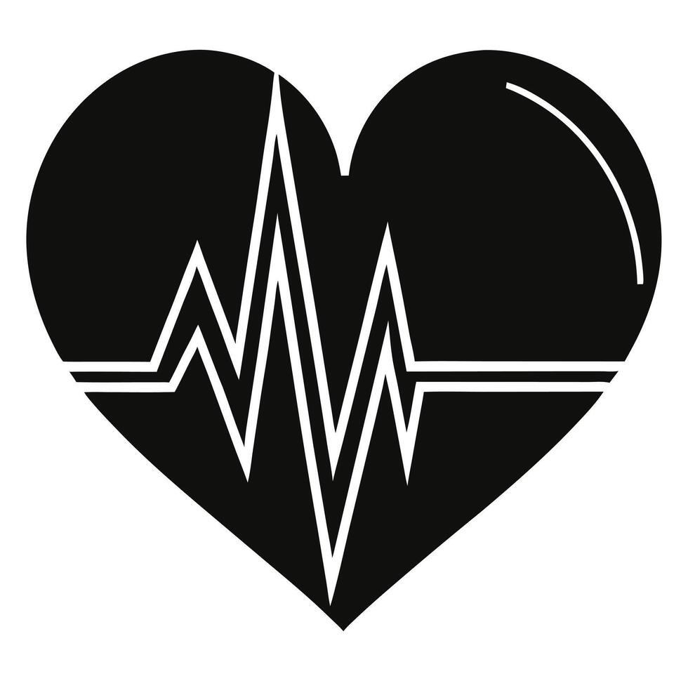 Minimalist Heart and ECG Line Silhouette for Medical Themes vector
