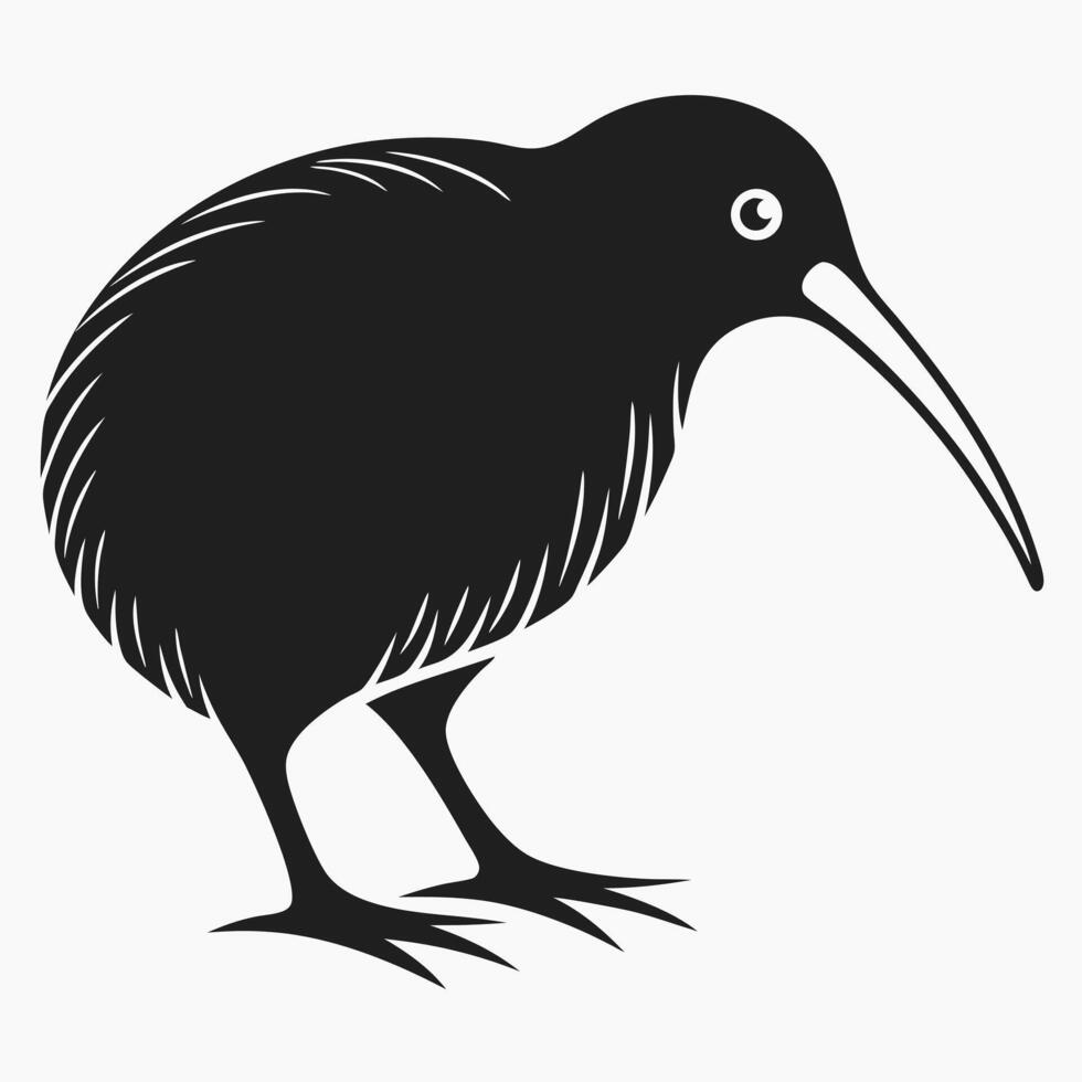 Kiwi Bird Solid Silhouette for Contemporary Art vector