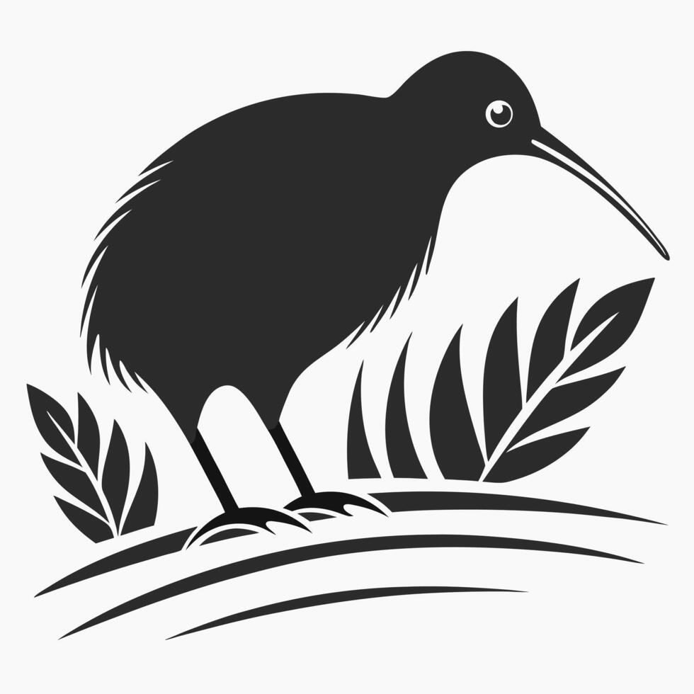 Artistic Kiwi Bird Silhouette Perfect for Prints vector