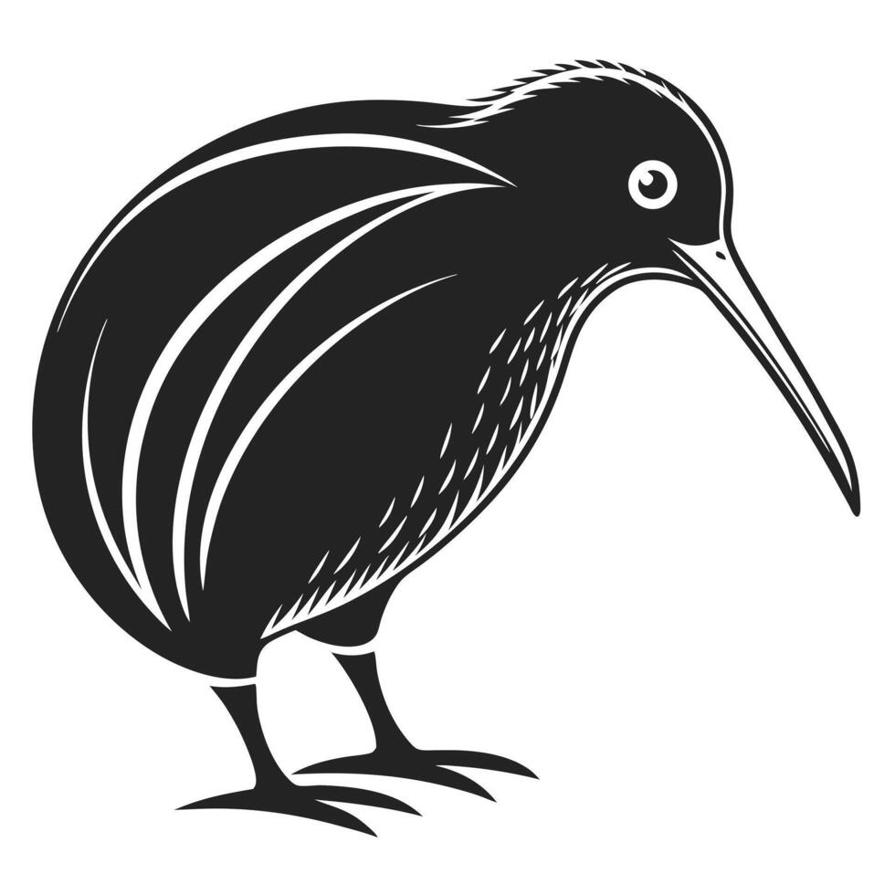 Kiwi Bird Black Silhouette Minimalist Wildlife Icon vector