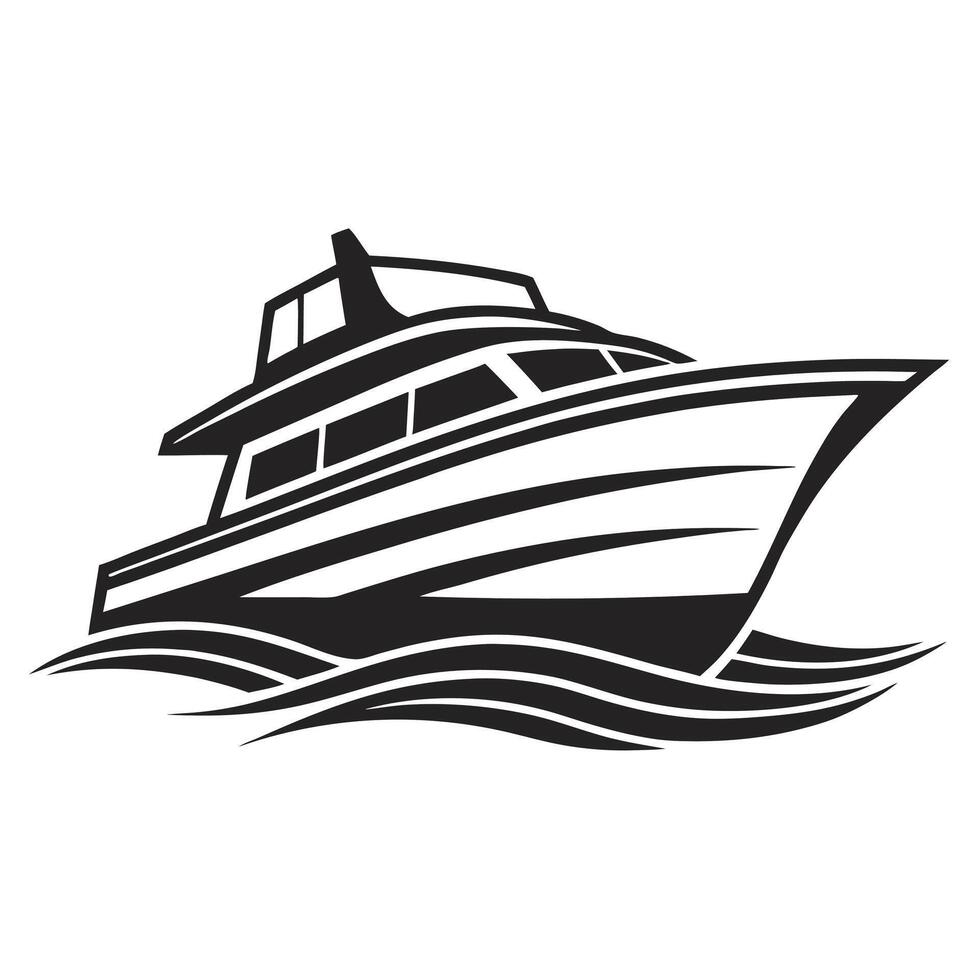 Flat Yacht Silhouette for Simple Nautical Artwork vector