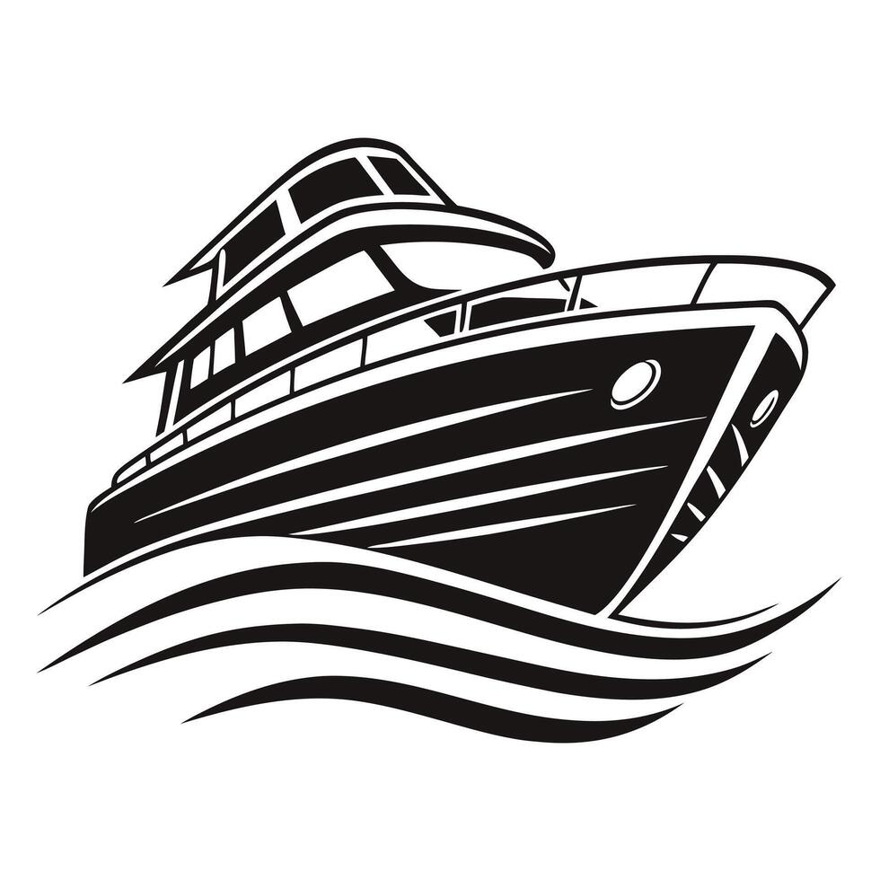 Sleek Black Yacht Silhouette for Ocean-Inspired Graphics vector