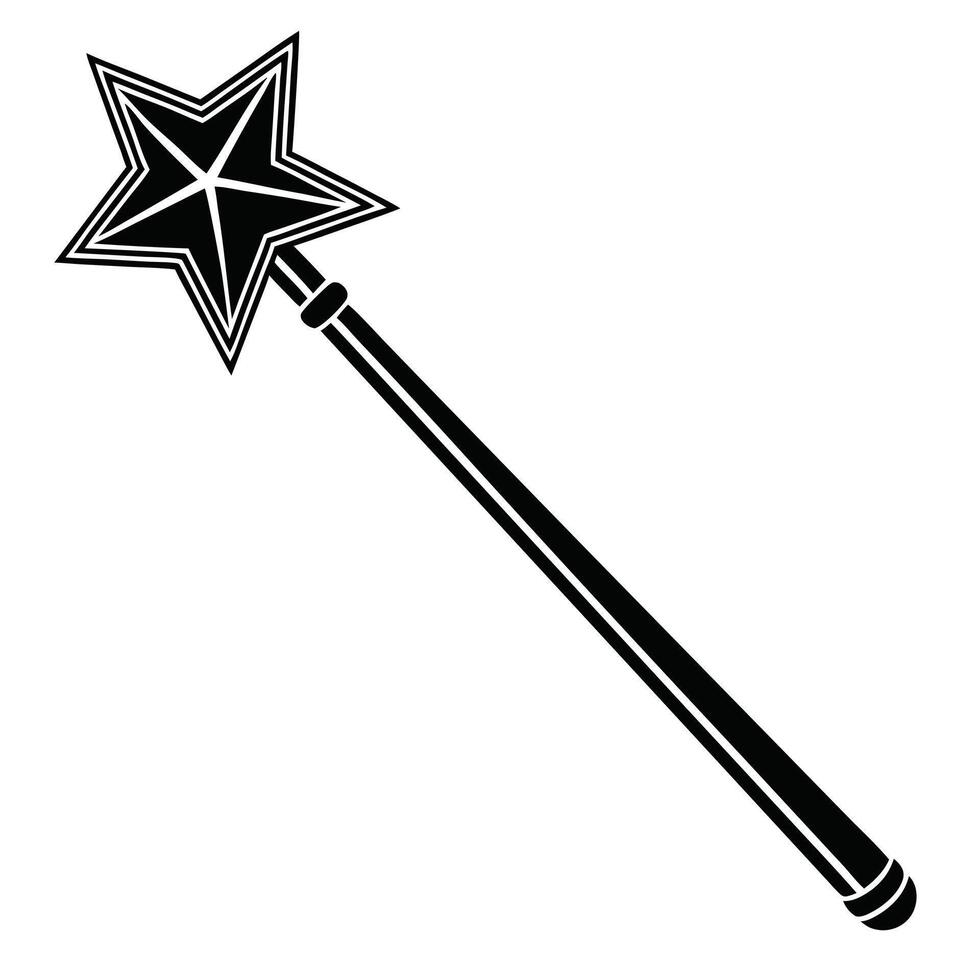 Black Magic Wand Silhouette with Sparkles vector