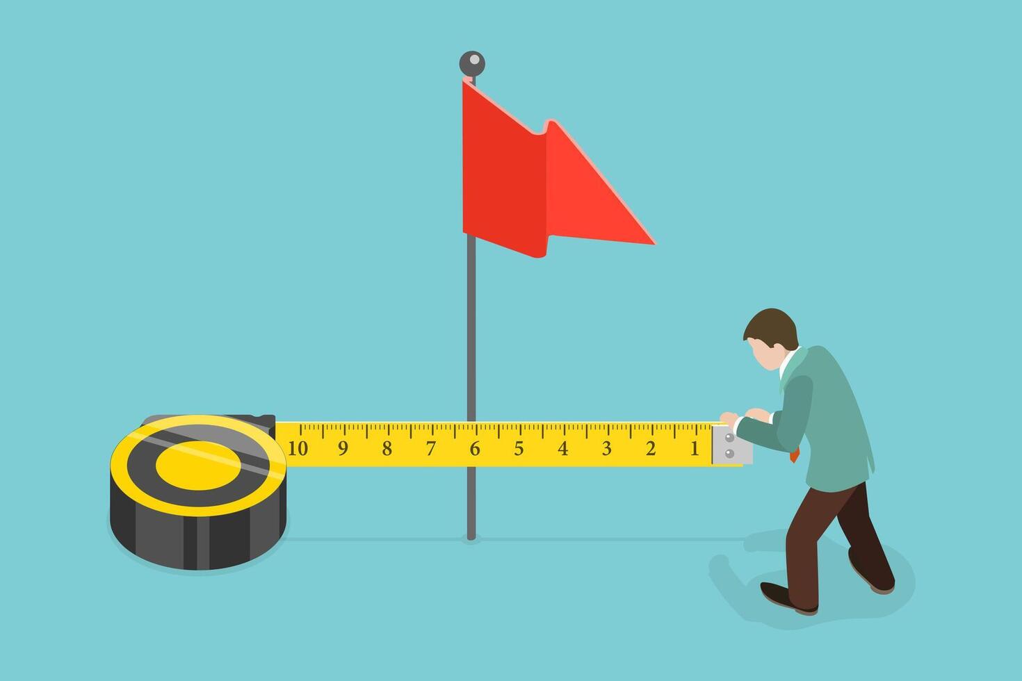 3D Isometric Flat Conceptual Illustration of Business Performance Measuring, KPI, Benchmarking and Measurement vector