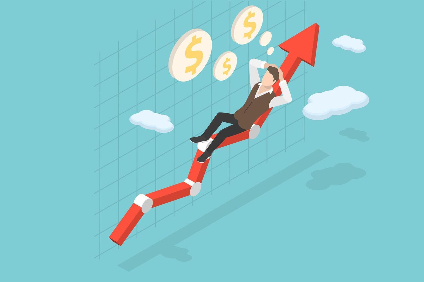 3D Isometric Flat Conceptual Illustration of Successful Investment, Finance Management, Asset Allocation vector