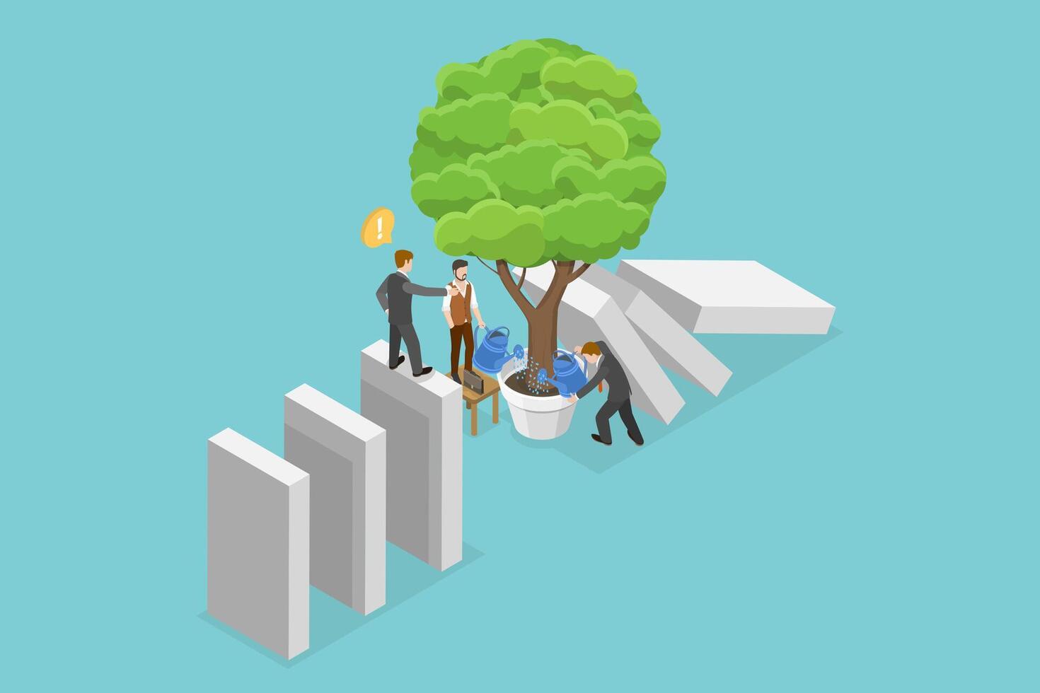 3D Isometric Flat Conceptual Illustration of Crisis Management, Prevention or Avoidance of Business Disaster vector