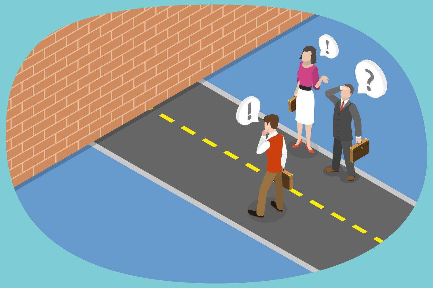 3D Isometric Flat Conceptual Illustration of Business Barrier or Blocker, Avoiding or Overcoming Obstacles vector