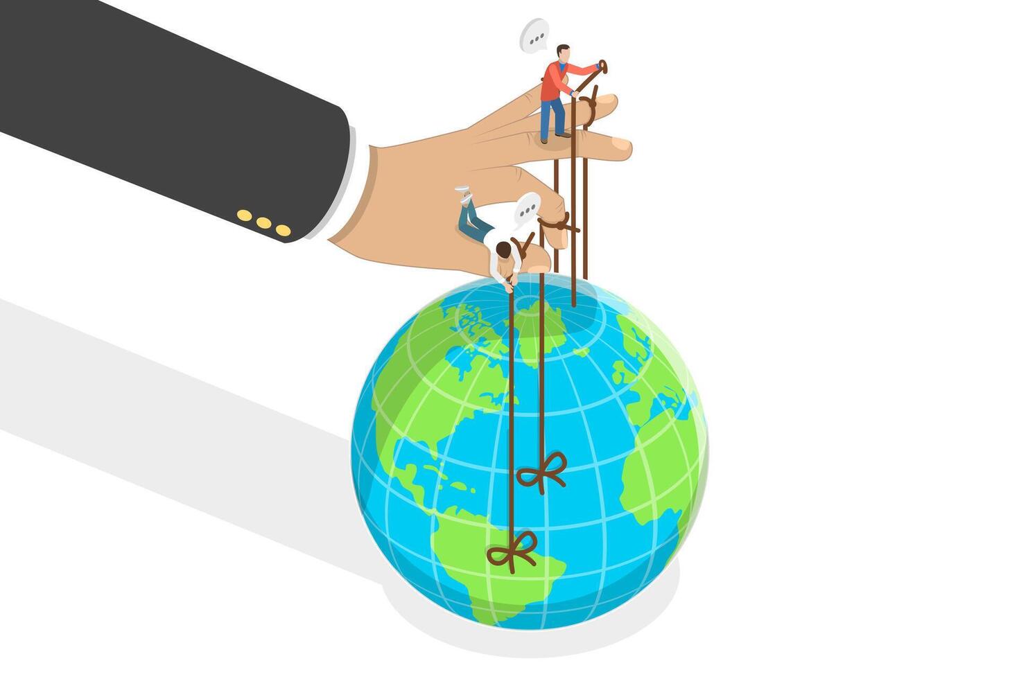 3D Isometric Flat Conceptual Illustration of Global Conspiracy, Political Manipulation of the Economy vector