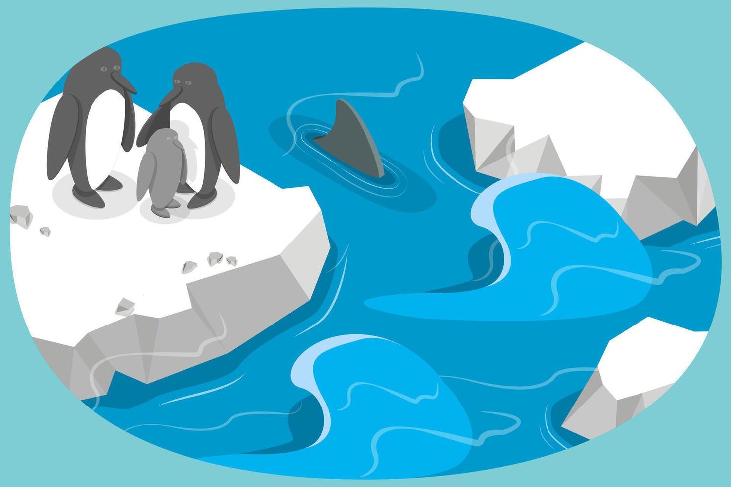 3D Isometric Flat Conceptual Illustration of Antarctica Landscape, Snowy North Pole Winter View vector
