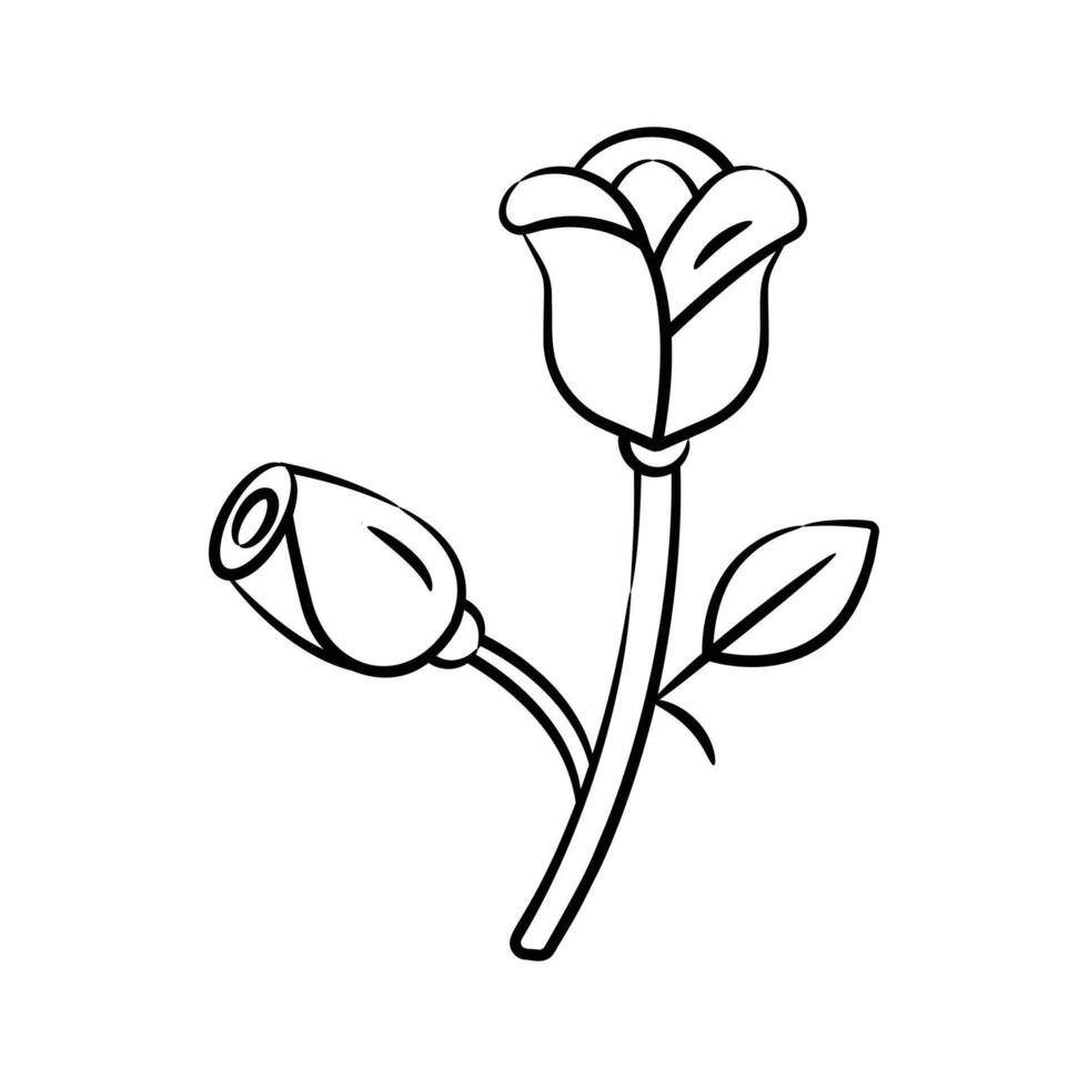 Get this amazing sketchy style icon of blooming rose vector