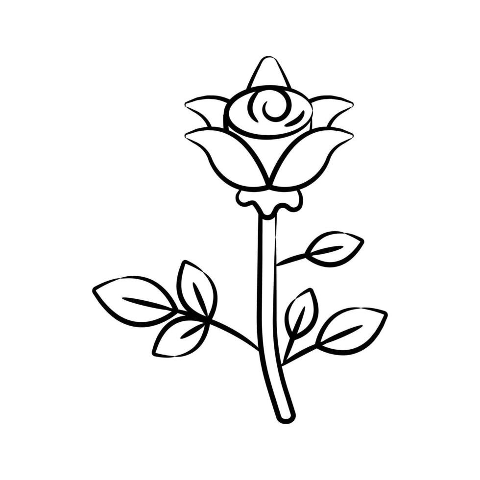 Grab this beautiful rose icon designed in sketchy style vector