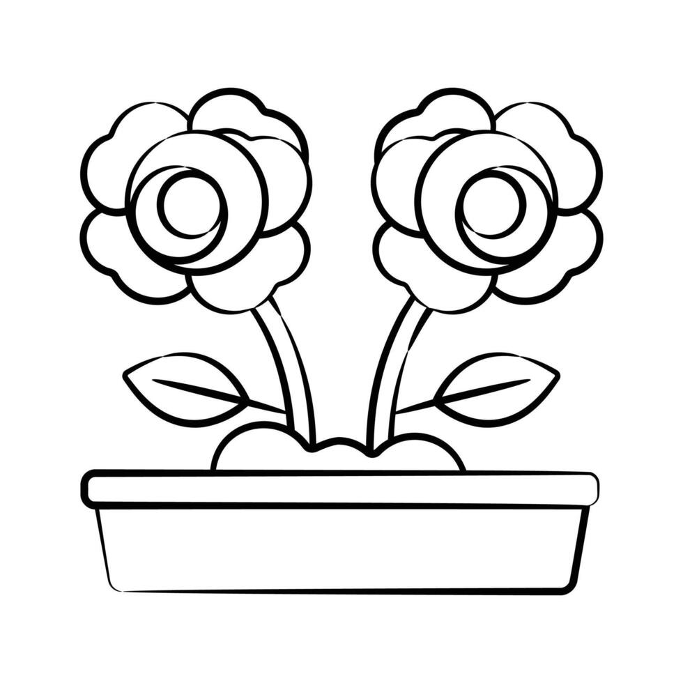 A well designed sketchy style icon of rose bed vector