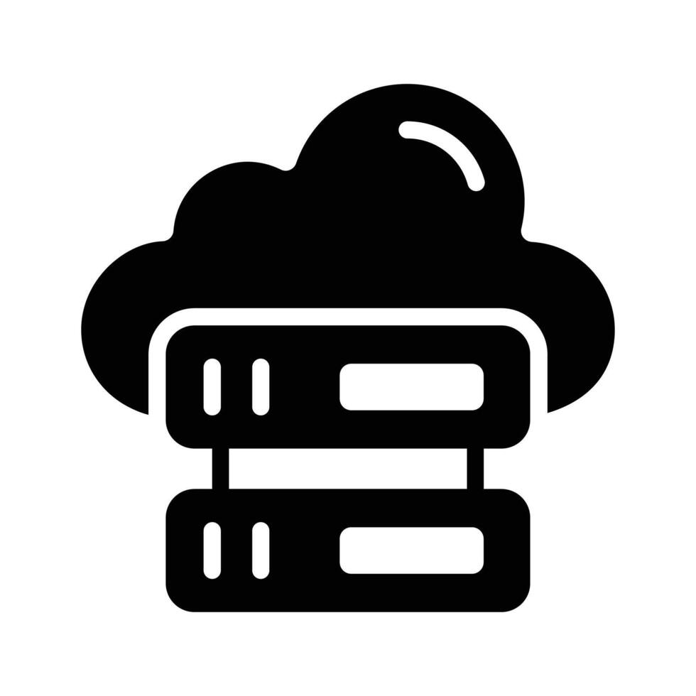 Visually appealing glyph style icon of cloud server storage vector
