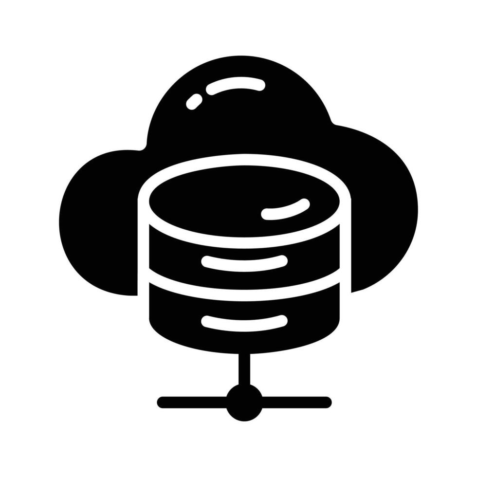 An editable glyph style icon of cloud database connection vector