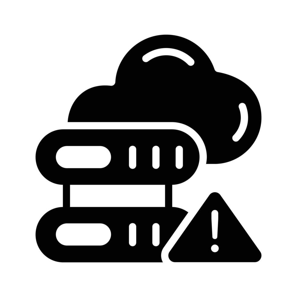Ready to use glyph style icon of server cloud warning vector