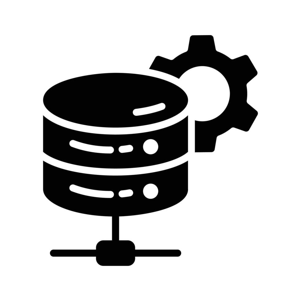 Get your hands on database management glyph style icon vector