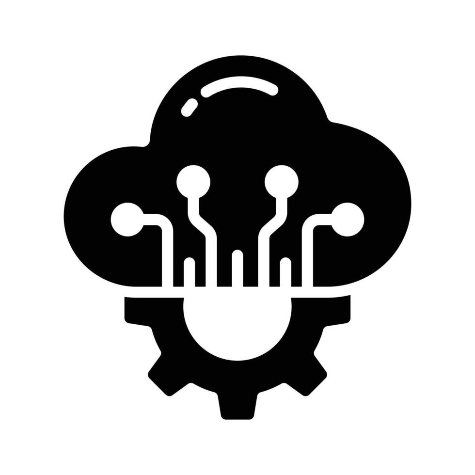Premium glyph style icon showing cloud maintenance concept vector