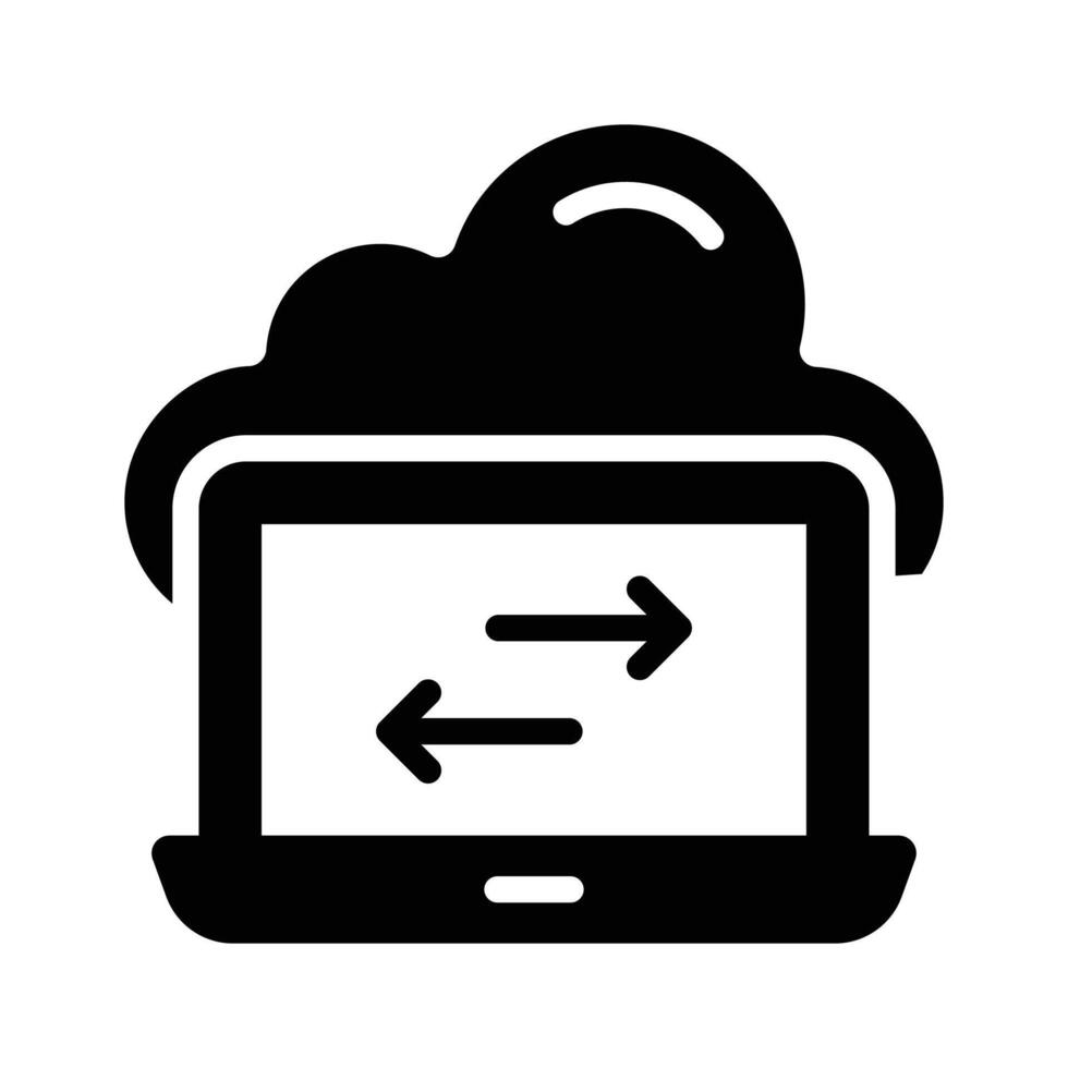 Download our premium glyph style icon of cloud transfer vector