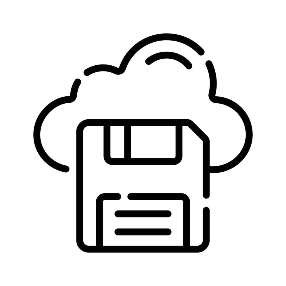 An editable outline style icon of cloud storage floppy vector