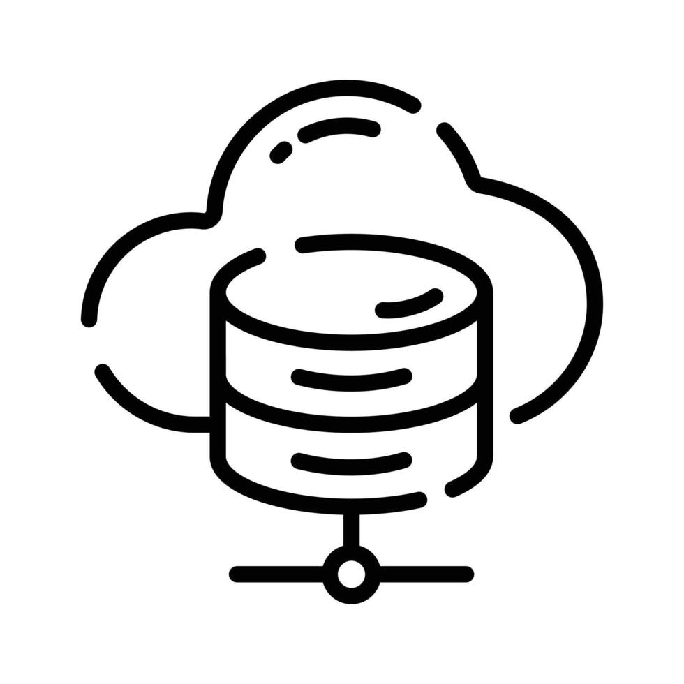 An editable line style icon of cloud database connection vector