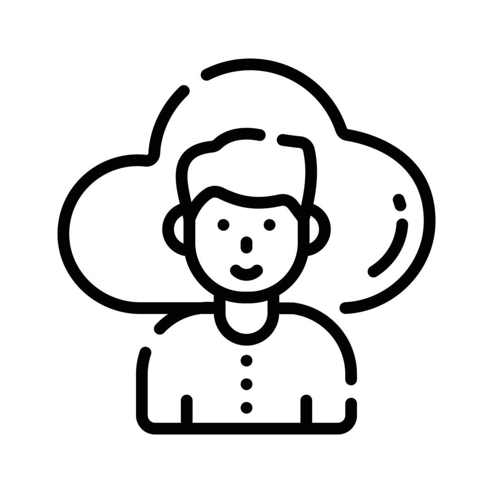Easy to use line style icon of cloud user vector