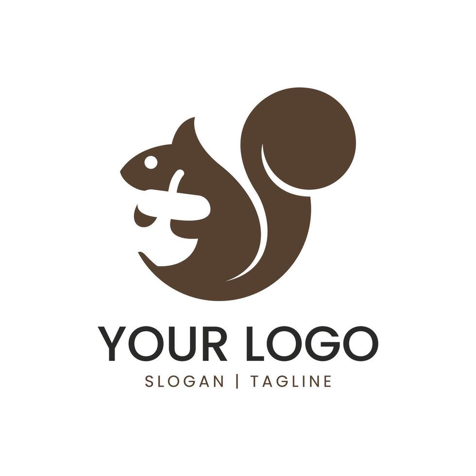 Squirrel hugging nut logo design vector