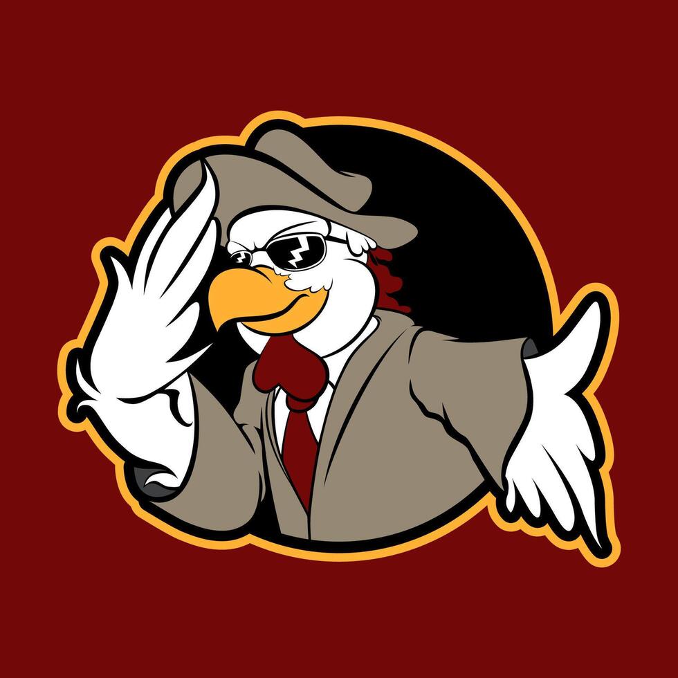Chicken mafia character mascot illustration vector