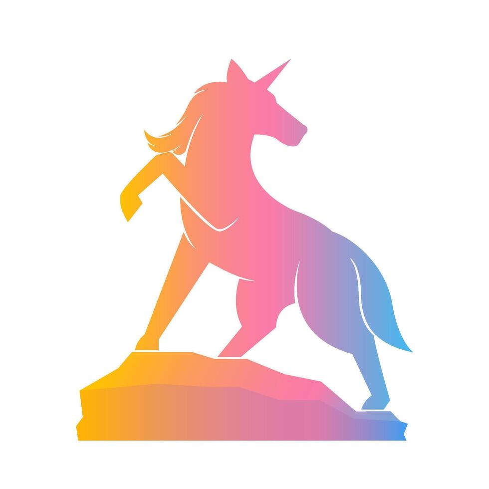 Cute unicorn silhouette gradient illustration design vector
