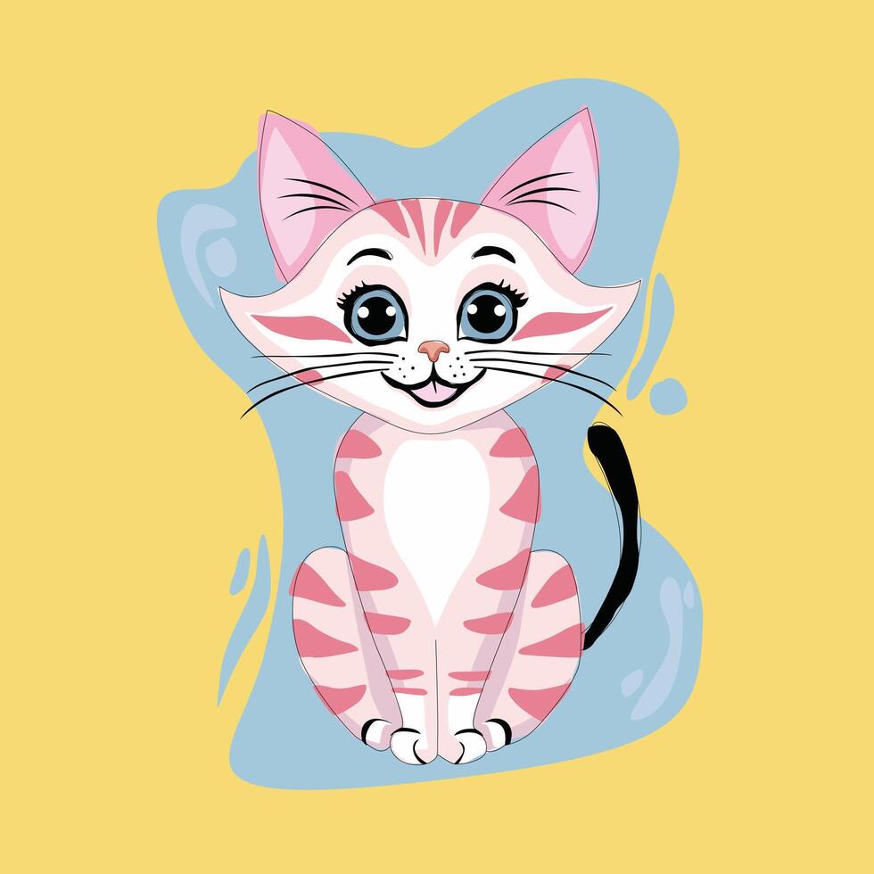 smiling cat graphic illustration vector