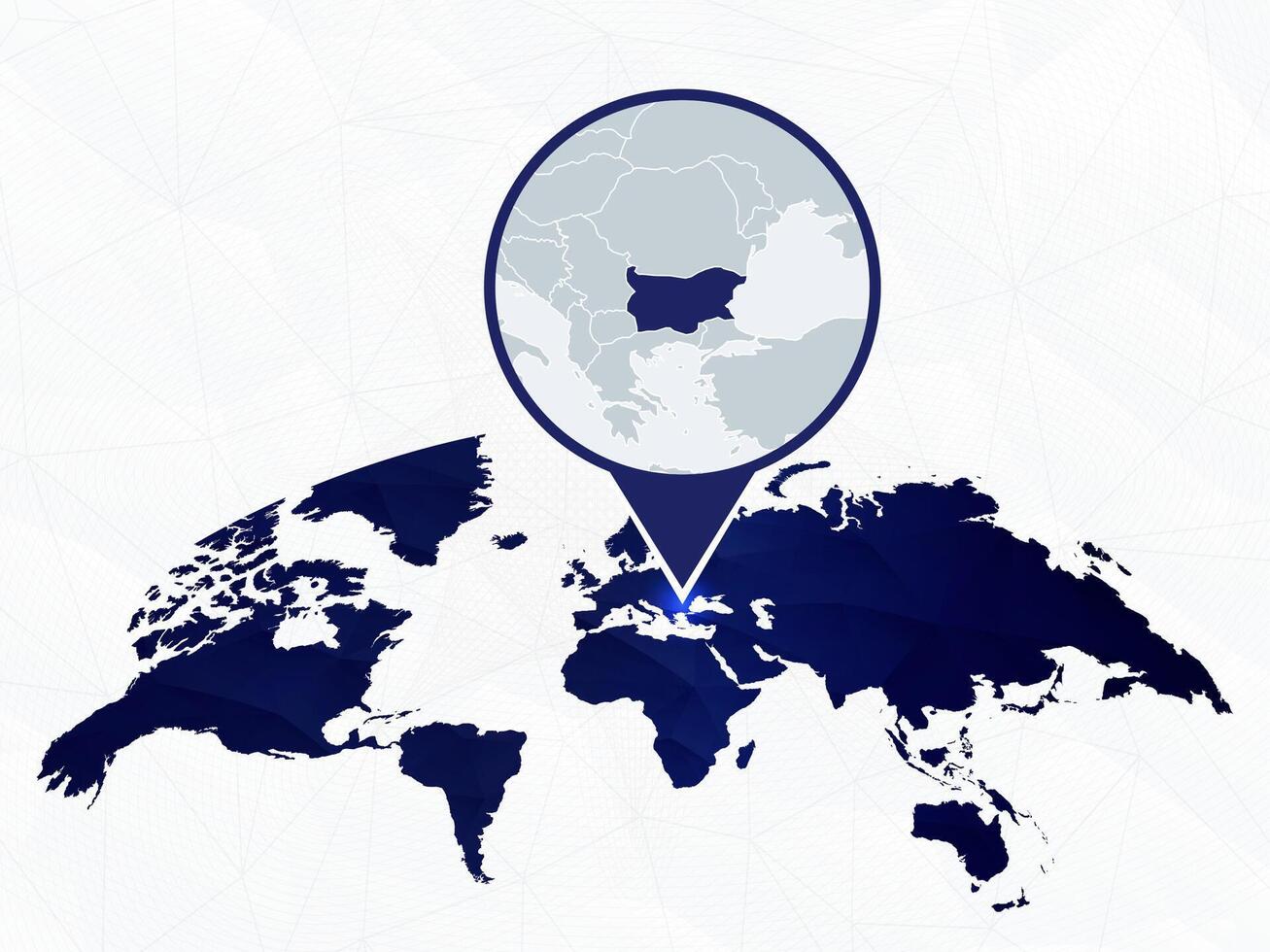 Bulgaria detailed map highlighted on blue rounded World Map. vector